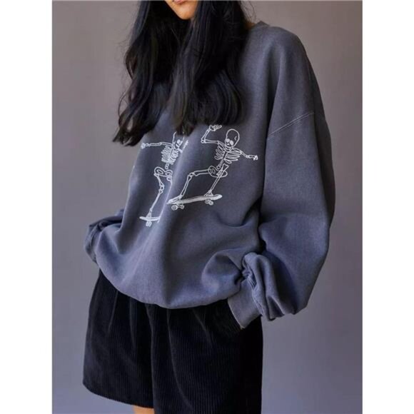 Skeleton Graphic Oversized Sweatshirt - Picture 1 of 14